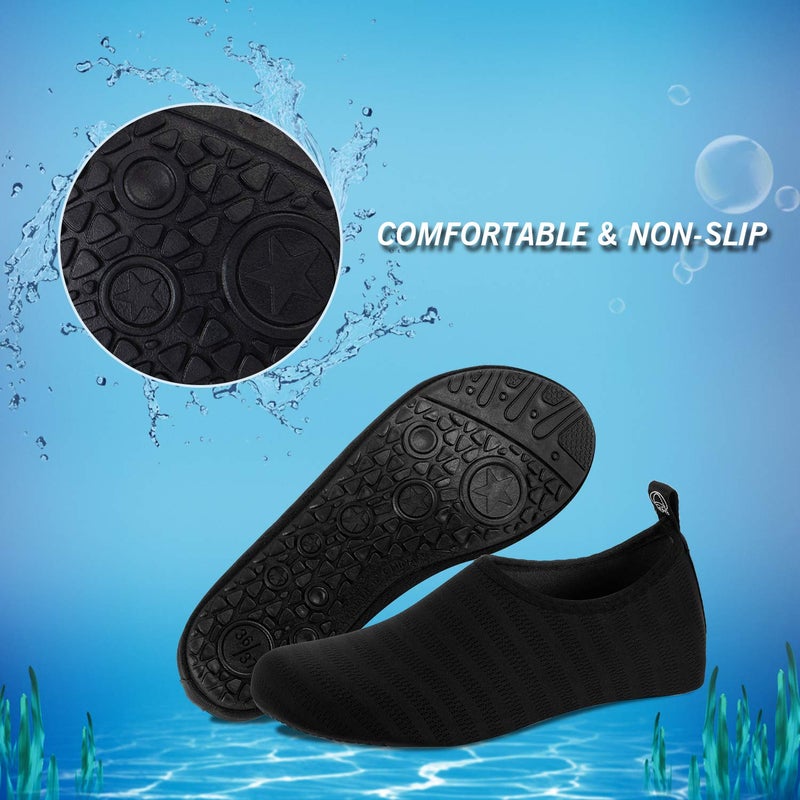IceUnicorn Water Shoes Men Women Beach Swim Aqua Barefoot Socks Pool Quick Dry Yoga(liuxingyu Black 46/47) - Image 5
